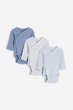 H&M - Blue 3-Pack Wrapover Bodysuits