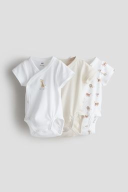H&M - White 3-Pack Wrapover Bodysuits