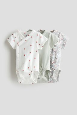 H&M - White 3-Pack Wrapover Bodysuits