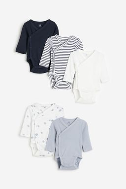 H&M - Blue 5-Pack Wrapover Bodysuits