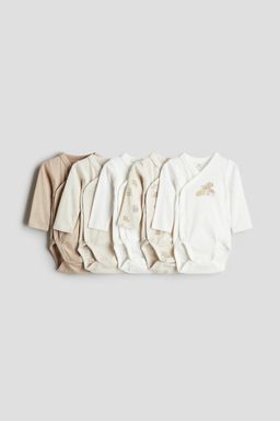 H&M - Beige 5-Pack Wrapover Bodysuits