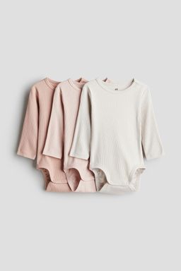 H&M - Pink 3-Pack Ribbed Bodysuits