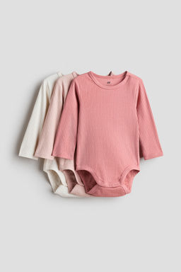 H&M - Pink 3-Pack Ribbed Bodysuits