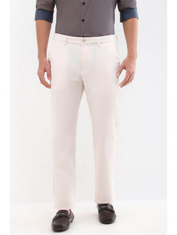 Allen Solly - Men Cream Regular Fit Solid Casual Trousers