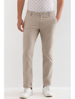 Allen Solly - Men Beige Slim Fit Solid Casual Trousers