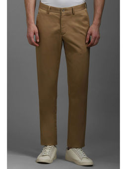 Louis Philippe - Men Brown Slim Fit Solid Flat Front Formal Trousers