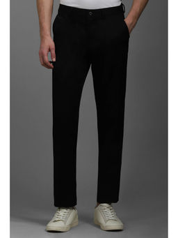 Louis Philippe - Men Black Slim Fit Solid Flat Front Formal Trousers