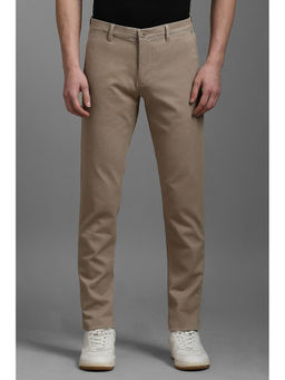 Louis Philippe - Men Brown Smart Fit Textured Flat Front Casual Trousers
