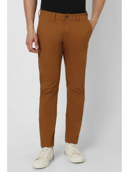 Peter England - Men Brown Solid Slim Fit Chino Casual Trousers