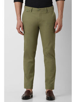 Peter England - Men Olive Solid Super Slim Fit Chino Casual Trousers