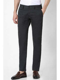 Peter England - Men Black Textured Low Skinny Fit Chino Casual Trousers