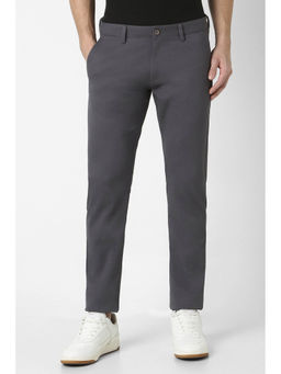 Peter England - Men Grey Solid Low Skinny Fit Chino Casual Trousers