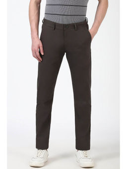 Peter England - Men Brown Solid Low Skinny Fit Trousers