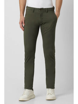 Peter England - Men Olive Solid Low Skinny Fit Chino Casual Trousers