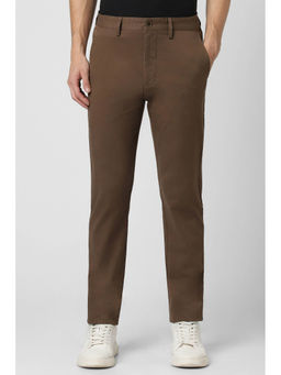 Peter England - Men Brown Solid Super Slim Fit Chino Casual Trousers
