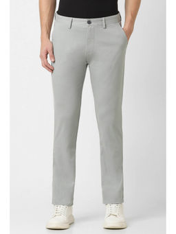 Peter England - Men Grey Solid Super Slim Fit Chino Casual Trousers