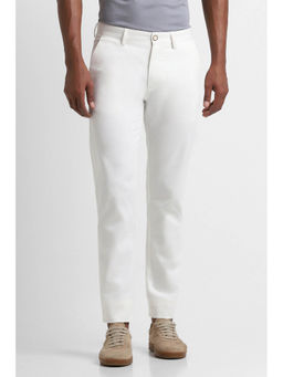 Peter England - Men White Solid Super Slim Fit Chino Casual Trousers