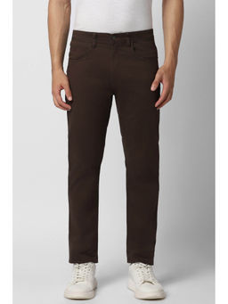 Peter England - Men Brown Solid Super Slim Fit Chino Casual Trousers