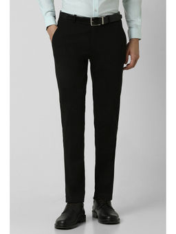 Peter England - Men Black Solid Super Slim Fit Formal Trousers