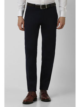 Peter England - Men Navy Solid Super Slim Fit Formal Trousers