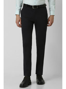 Peter England - Men Black Solid Super Slim Fit Formal Trousers