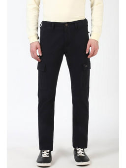 Peter England - Men Black Solid Regular Fit Trousers