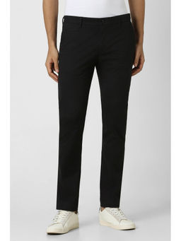 Van Heusen - Men Black Solid Slim Fit Chinos Trousers