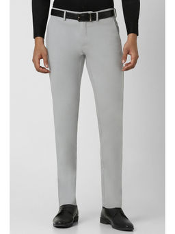 Van Heusen - Men Grey Solid Slim Fit Trousers
