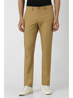 Van Heusen - Men Khaki Solid Slim Fit Trousers