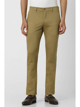 Van Heusen - Men Khaki Textured Slim Fit Trousers
