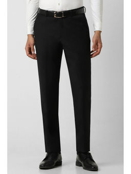Van Heusen - Men Black Solid Regular Fit Trousers