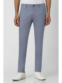Van Heusen - Men Light Blue Solid Slim Fit Trousers