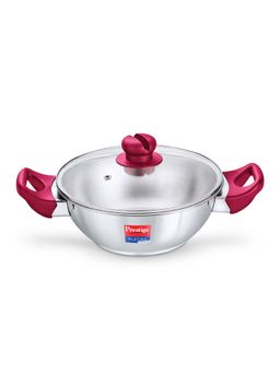 Prestige - Platina Popular Stainless Steel Kadai with Toughened Lid 30cm/5.5L Silver