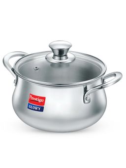 Prestige - Glory Stainless Steel Induction Compatible Cookware Handi Glass Lid 22cm/5L Silver