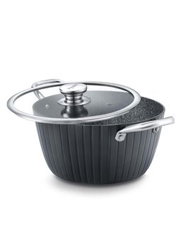 Prestige - Durastone Hard Anodised 6 Layer Non-Stick Casserole with Glass Lid 24cm 4L Black
