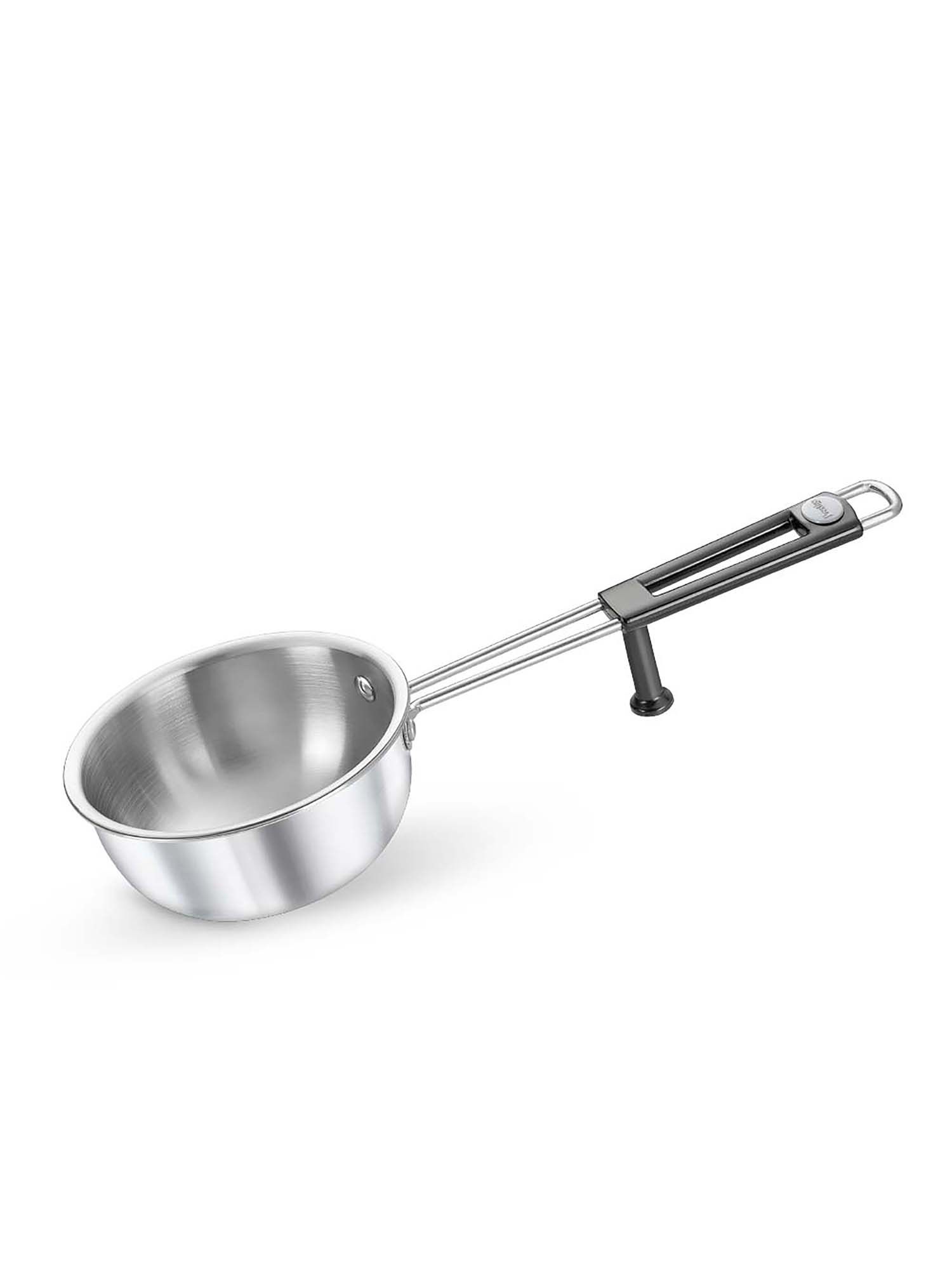 Prestige Tri-ply Splendor Heat Resistant Handle Tadka Pan 13 cm 550ml Stainless Steel Silver