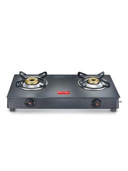 Prestige - Magic Plus GTMP-02 Toughened Black-Glass Top Gas Stove 2 Brass Burner Black