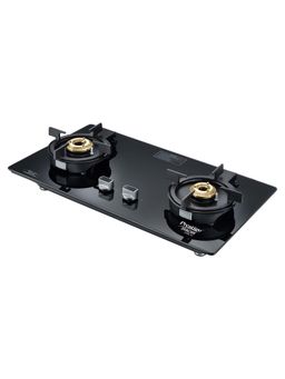 Prestige - Svachh Efficia 02AI Hob LP Gas Table Auto Ignition 2 Brass Burners Black
