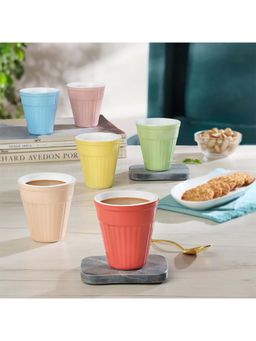 Larah by Borosil - 200ml 6pc Urban Assorted Tea-Coffee Opalware Kulhad Set Multicolor (Multicolor)