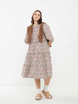 LC WAIKIKI - Women Floral Balloon Sleeve Poplin Multicolor Dress
