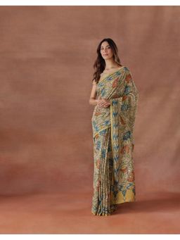 Fabindia - Women Beige Cotton Silk Saree without Blouse