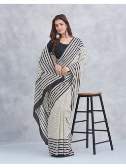 Fabindia - Women Off White Cotton Saree without Blouse