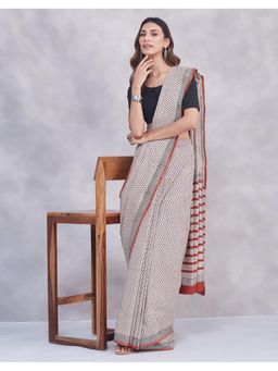 Fabindia - Women Beige Cotton Saree without Blouse