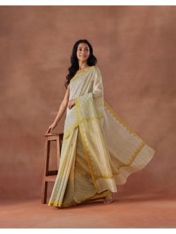 Fabindia - Women Yellow Cotton Silk Saree without Blouse