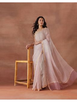 Fabindia - Women Mauve Silk Blend Saree without Blouse