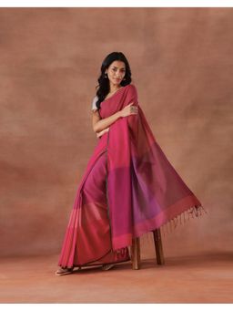 Fabindia - Women Pink Cotton Saree without Blouse