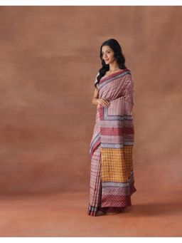 Fabindia - Women Maroon Silk Saree without Blouse