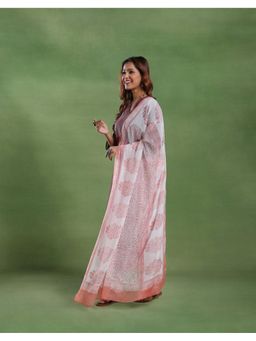 Fabindia - Peach Viscose Hand Block Printed Dupatta