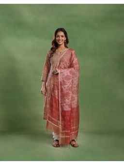 Fabindia - Pink Silk Blend Hand Block Printed Dupatta