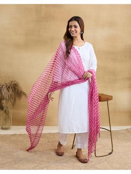 Fabindia - Pink Cotton Silk Tie and Dye Dupatta